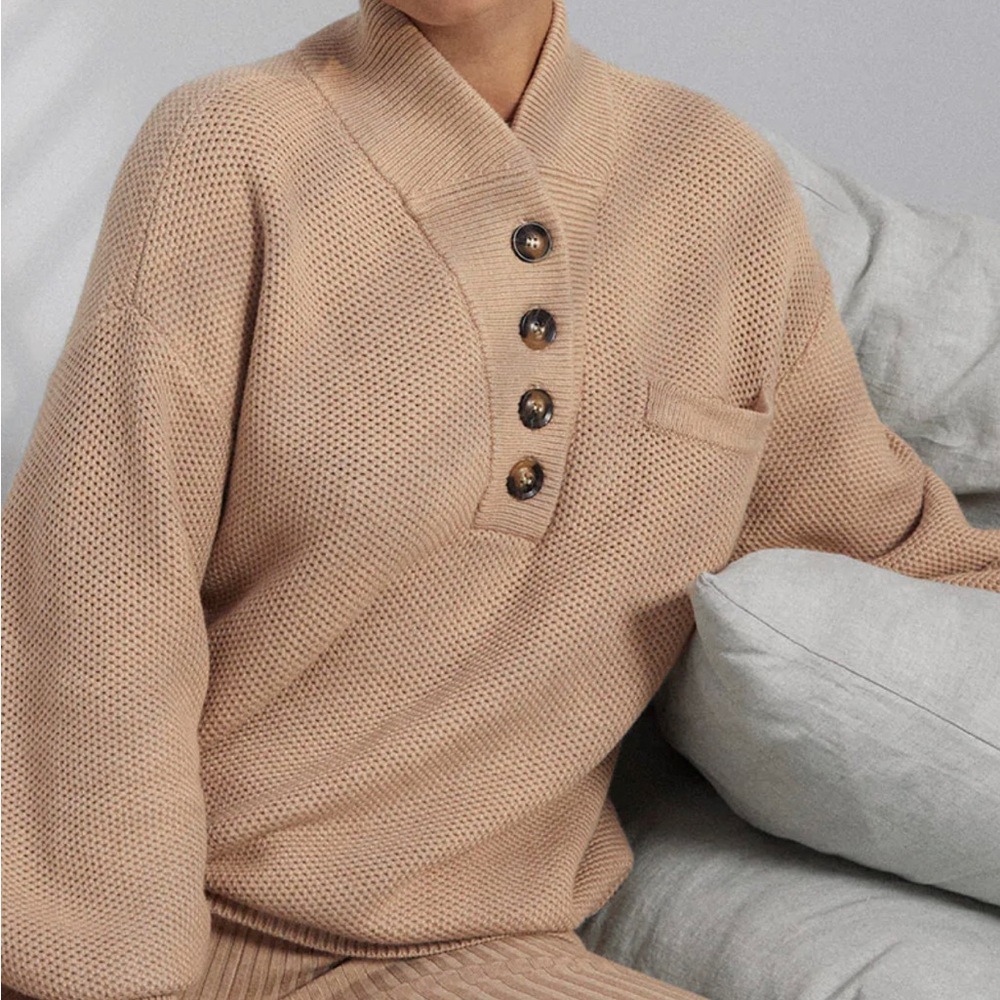 Lunya Cozy Cotton Silk Pocket Henley